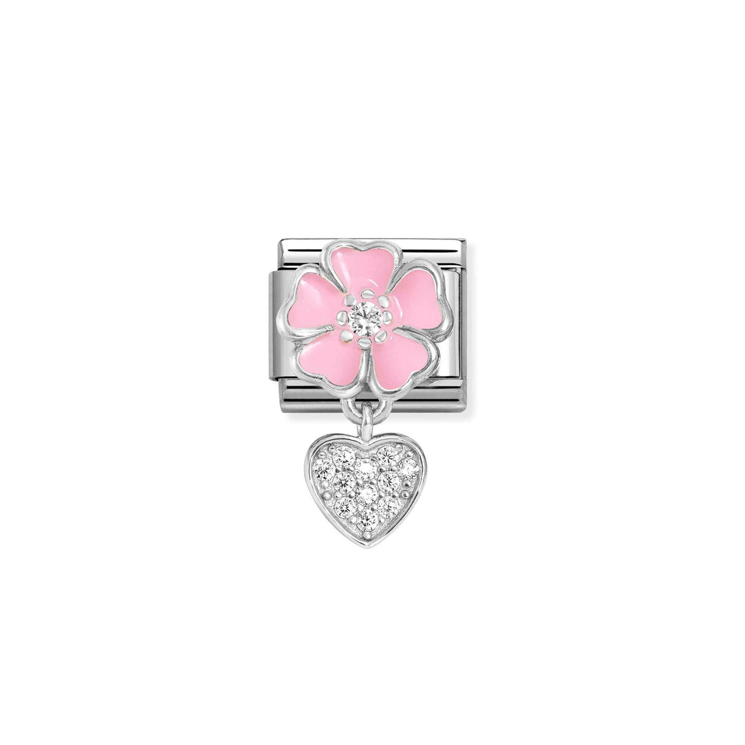 Nomination-pala Classic Silvershine Charm Pinkki kukka ja sydän 331814/01 Nomination