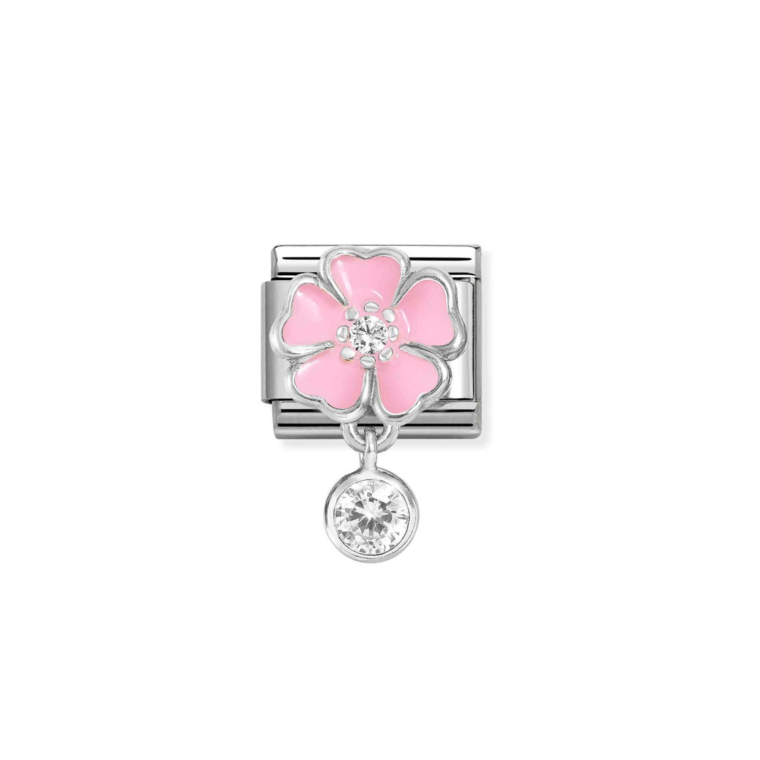Nomination-pala Classic Silvershine Charm Pinkki kukka ja zirkonia 331814/03 Nomination