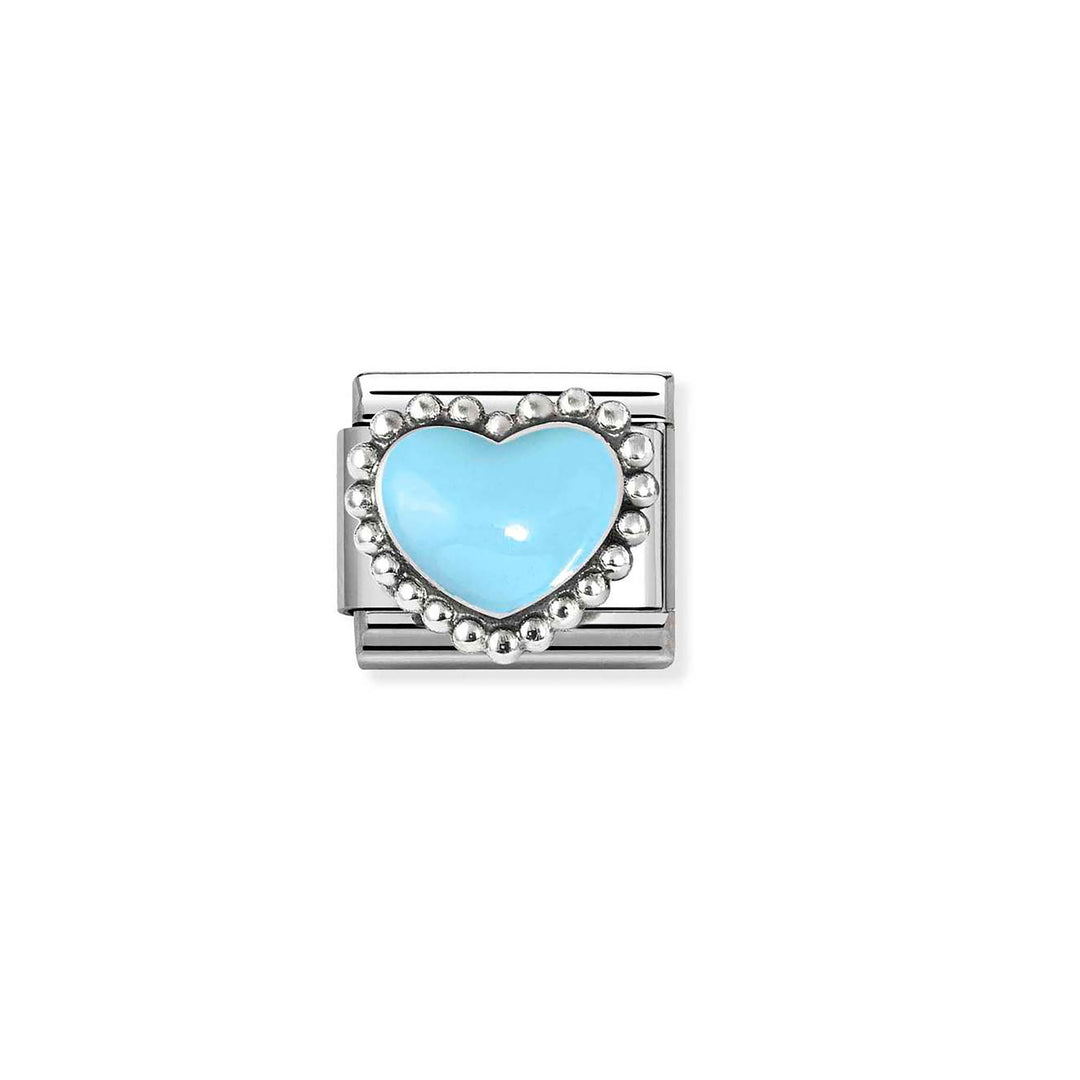 Nomination-pala Classic Silvershine Vaaleansininen sydän 330204/34 Nomination