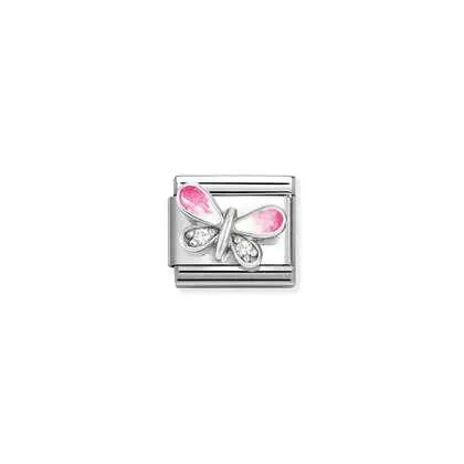 Nomination Silvershine Butterfly pink white
