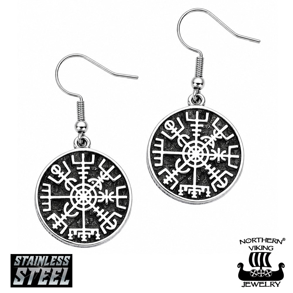 Northern Viking Jewelry Vegvisir koukkukorvakorut NVJKK092