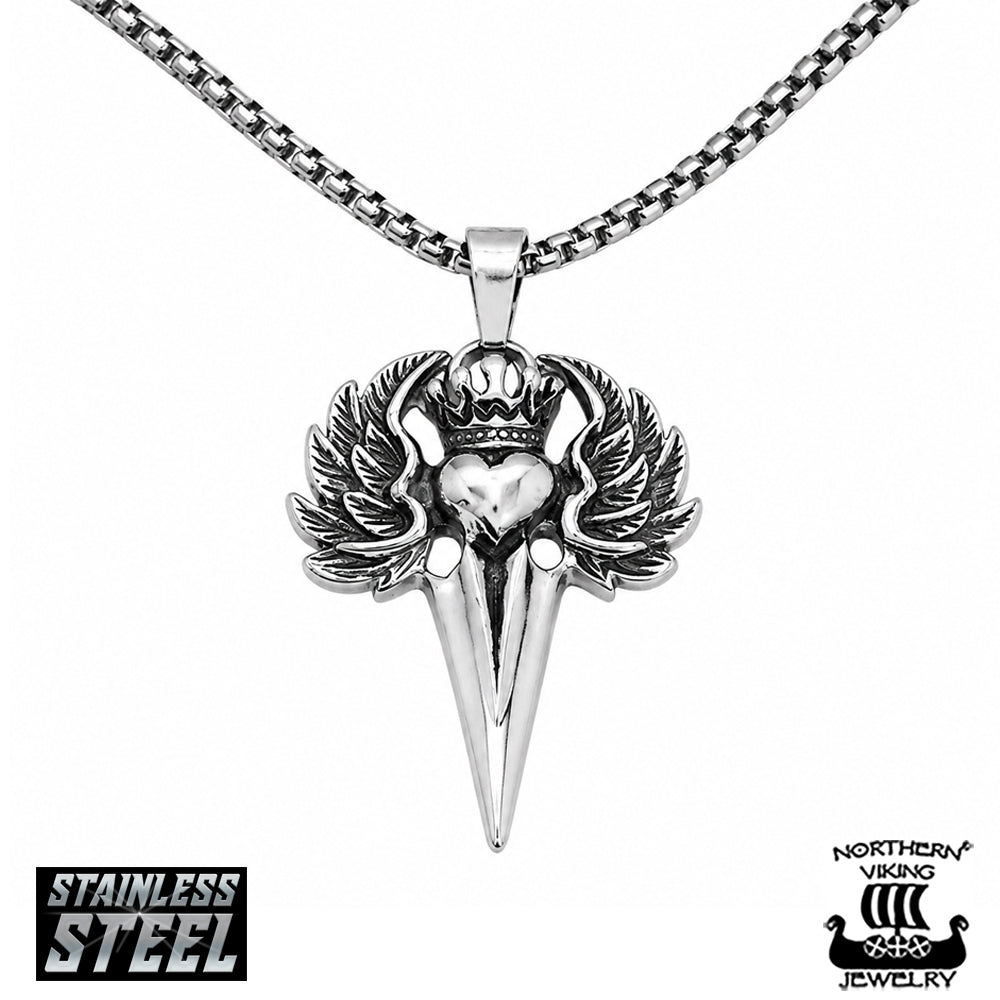 Northern Viking Jewelry Crowned Raven Skull kaulakoru NVJRS192