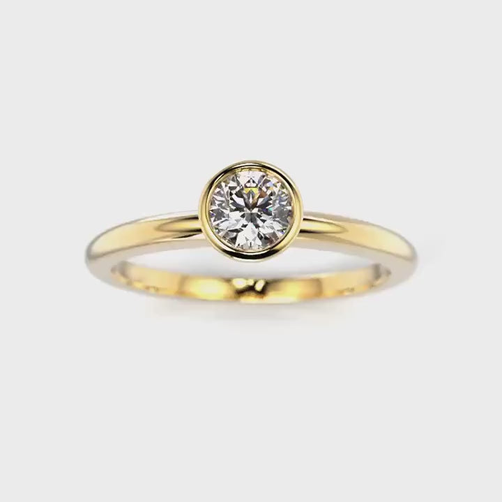 Festive Auréa Bezel 0,3–0,5 ct timanttisormus keltakulta 741 – pyörivä video