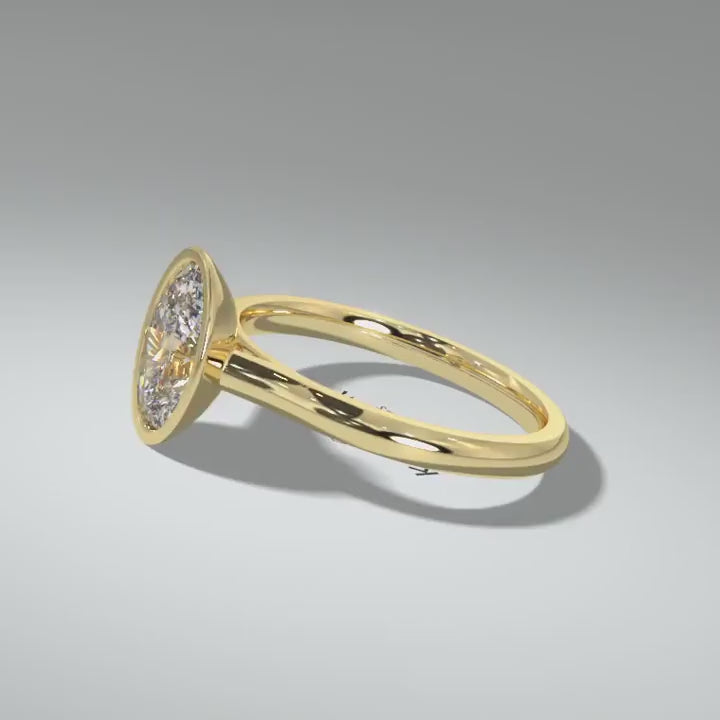 Kohinoor Ellen Bezel 1,00 ct laboratoriotimanttisormus keltakulta 033L-818K-100 – pyörivä video