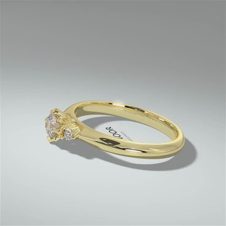 Kohinoor Rosa 0,21 ct timanttisormus keltakulta 14K 033-260K-21 – pyörivä video