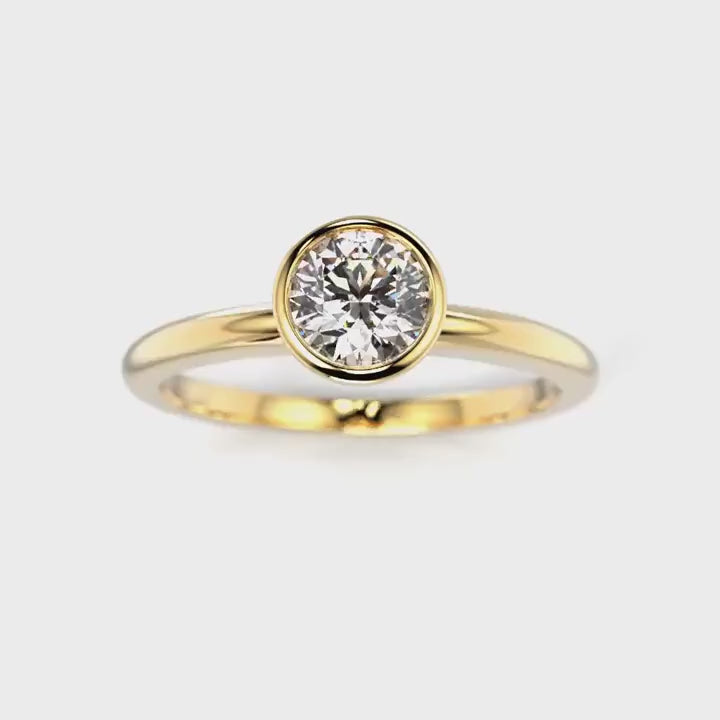 Festive Auréa Bezel 0,3–0,5 ct timanttisormus keltakulta 741 – pyörivä video