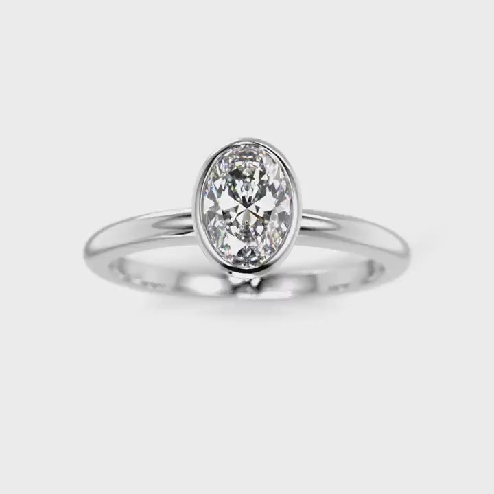 Festive Auréa Bezel Oval 0,50 ct timanttisormus valkokulta 742-050 – pyörivä video