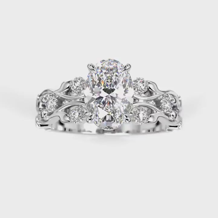 Festive Feeniks Twin Oval 1,06 ct timanttisormus valkokulta – pyörivä video