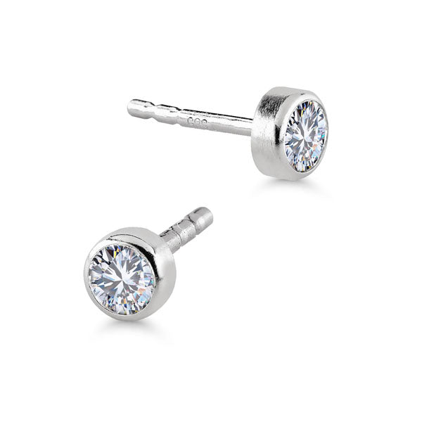 Valkokultakorvakorut zirkoneilla, 3mm