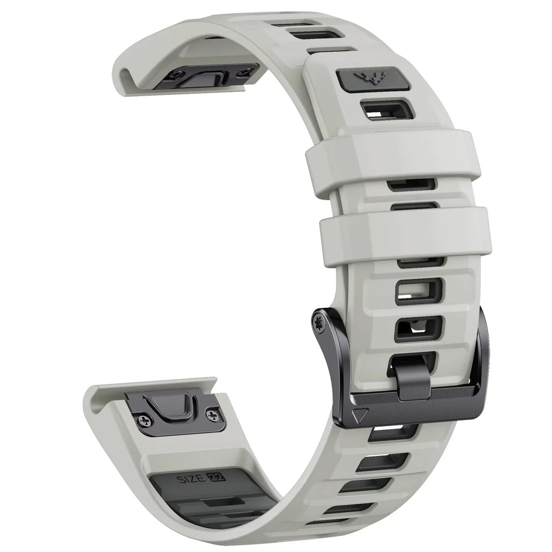 Sisu Fortis Garmin Fenix silikoniranneke pikakiinnityksellä, harmaa-musta, 22 mm Sisu