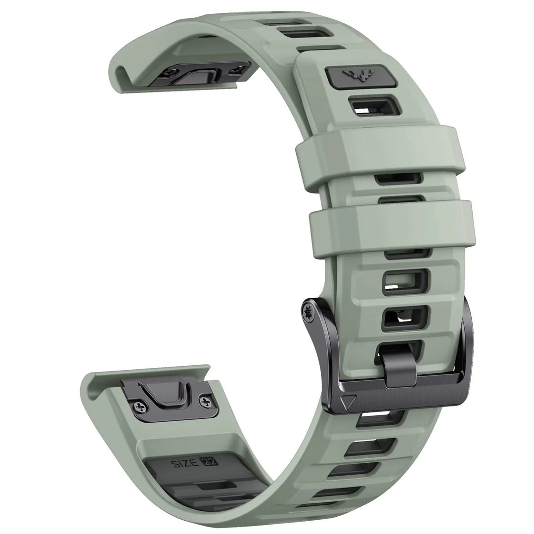 Sisu Fortis Garmin Fenix silikoniranneke pikakiinnityksellä, minttu-musta, 22 mm Sisu