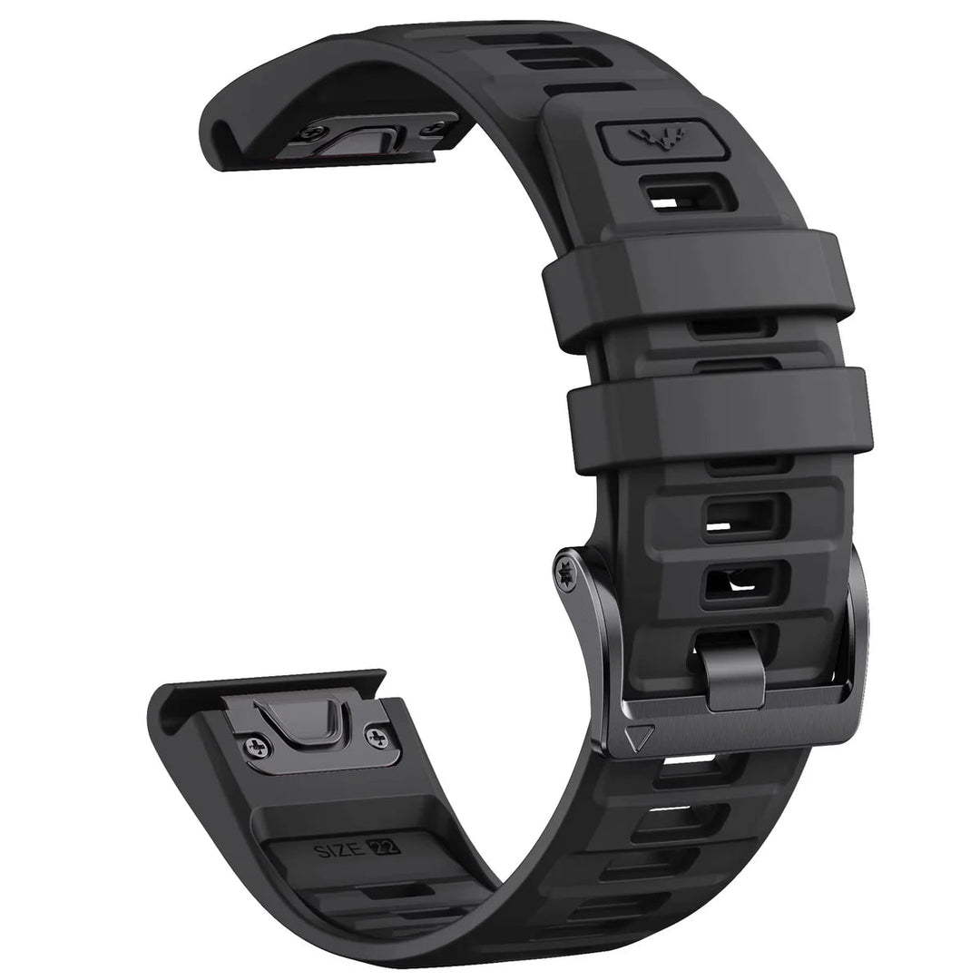 Sisu Fortis Garmin Fenix silikoniranneke pikakiinnityksellä, musta, 26 mm Sisu