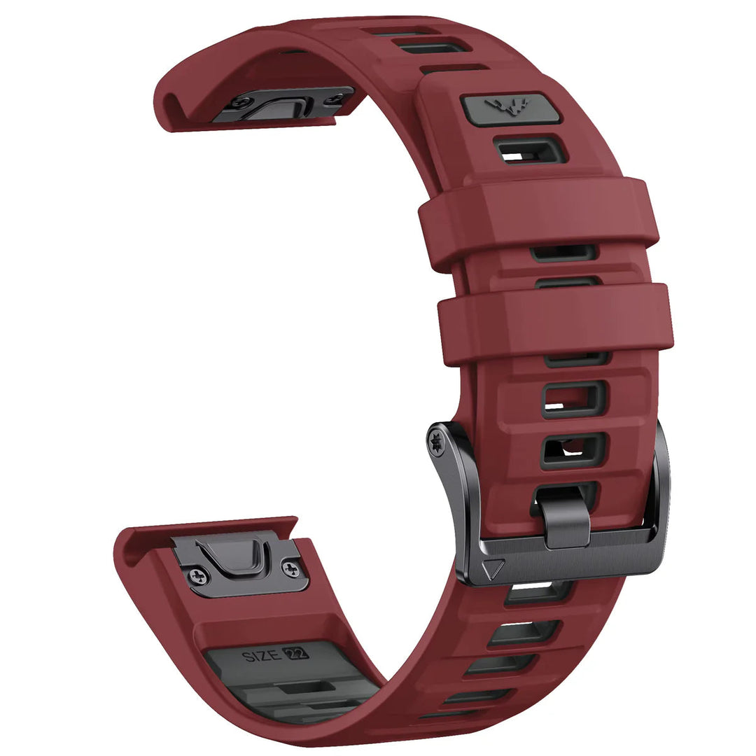 Sisu Fortis Garmin Fenix silikoniranneke pikakiinnityksellä, punainen-musta, 22 mm Sisu