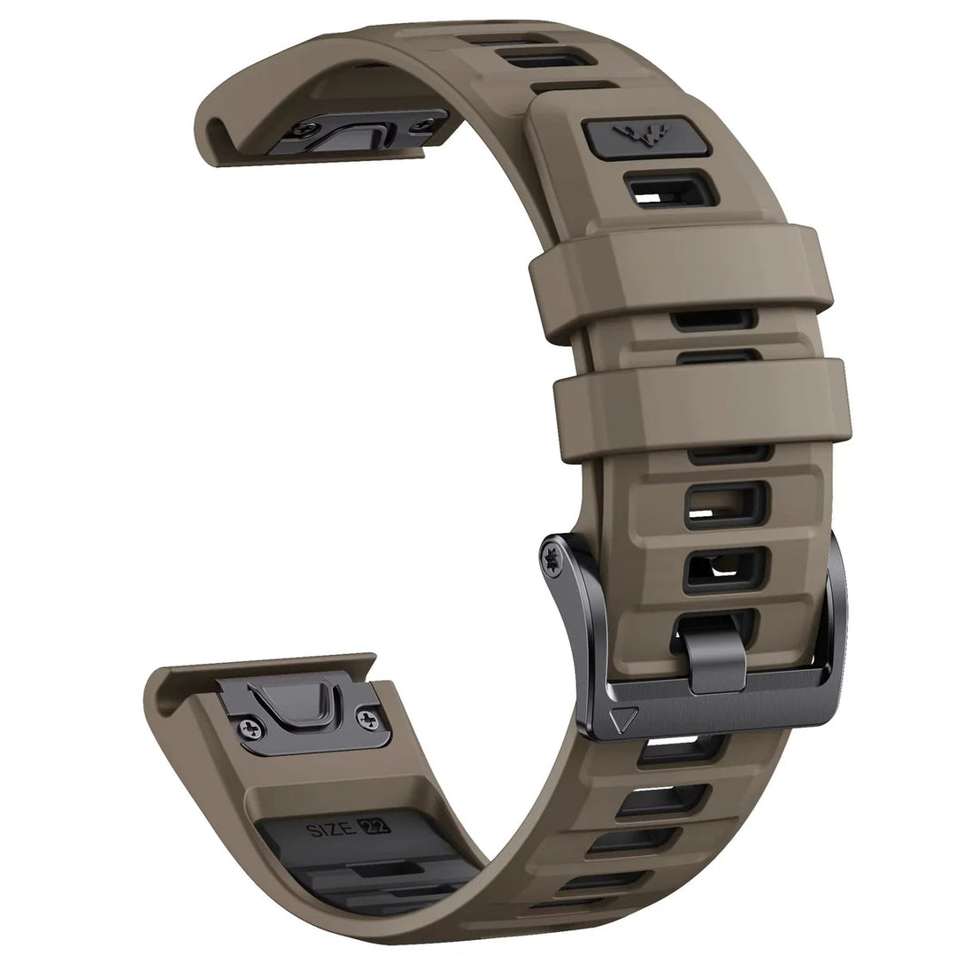 Sisu Fortis Garmin Fenix silikoniranneke pikakiinnityksellä, ruskea-musta, 26 mm Sisu