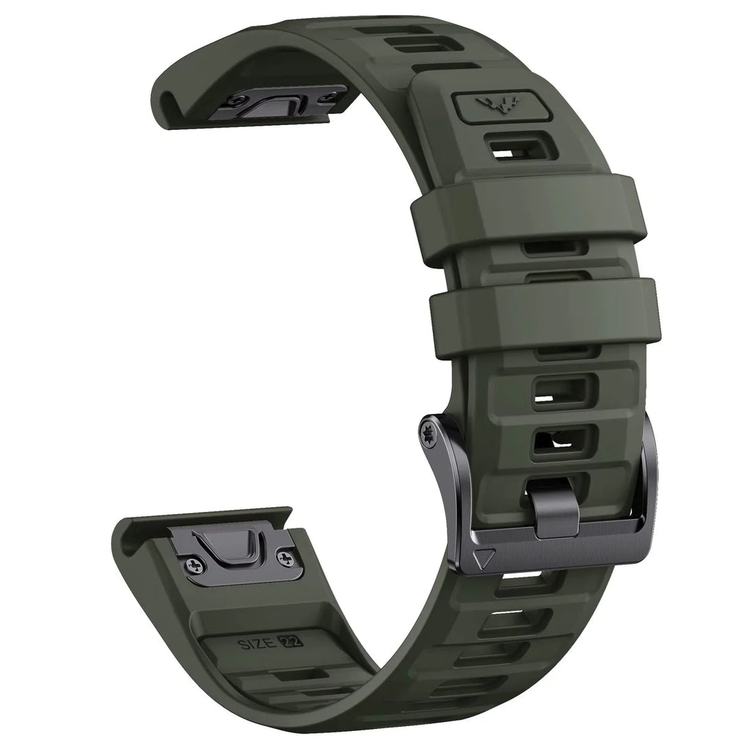 Sisu Fortis Garmin Fenix silikoniranneke pikakiinnityksellä, tummanvihreä, 22 mm Sisu