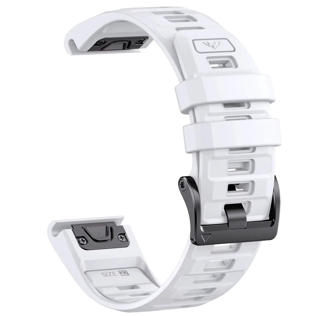 Sisu Fortis Garmin Fenix silikoniranneke pikakiinnityksellä, valkoinen, 26 mm Sisu