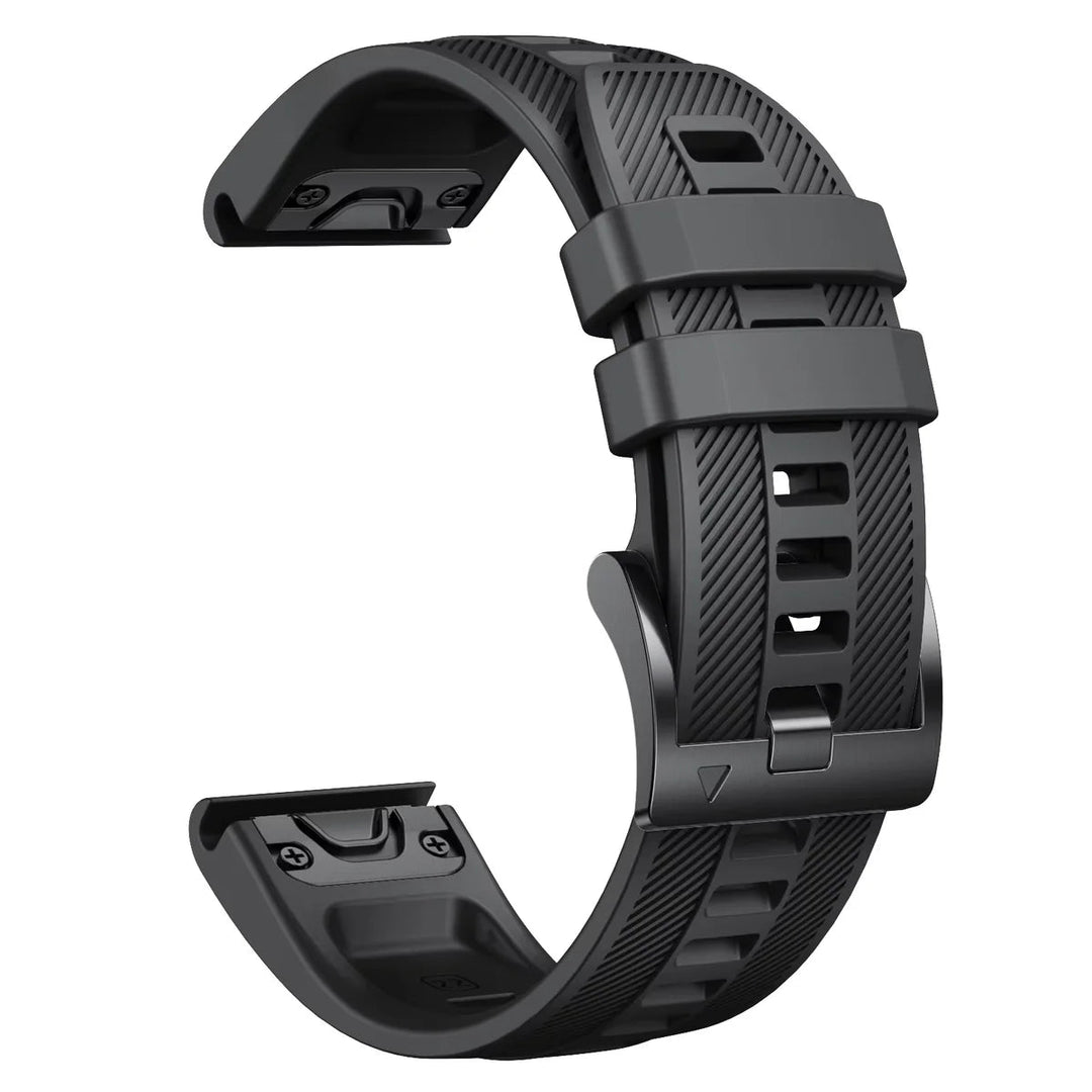 Sisu Grain Garmin Fenix silikoniranneke pikakiinnityksellä, musta, 22 mm Sisu