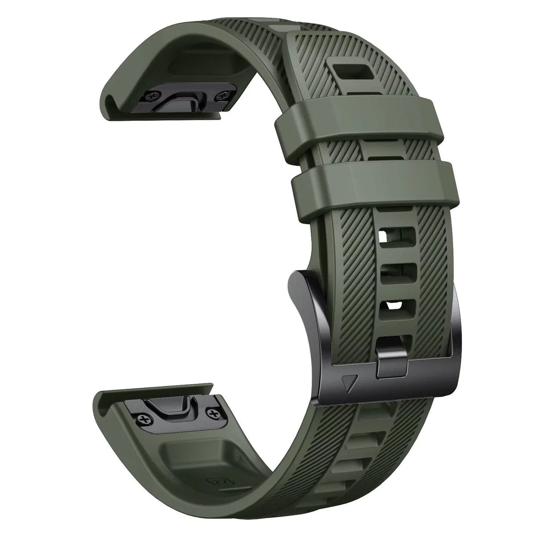 Sisu Grain Garmin Fenix silikoniranneke pikakiinnityksellä, tummanvihreä, 22 mm Sisu