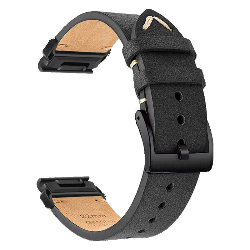 Sisu Hide XL Garmin Fenix nahkaranneke pikakiinnityksellä, musta, 22 mm Sisu