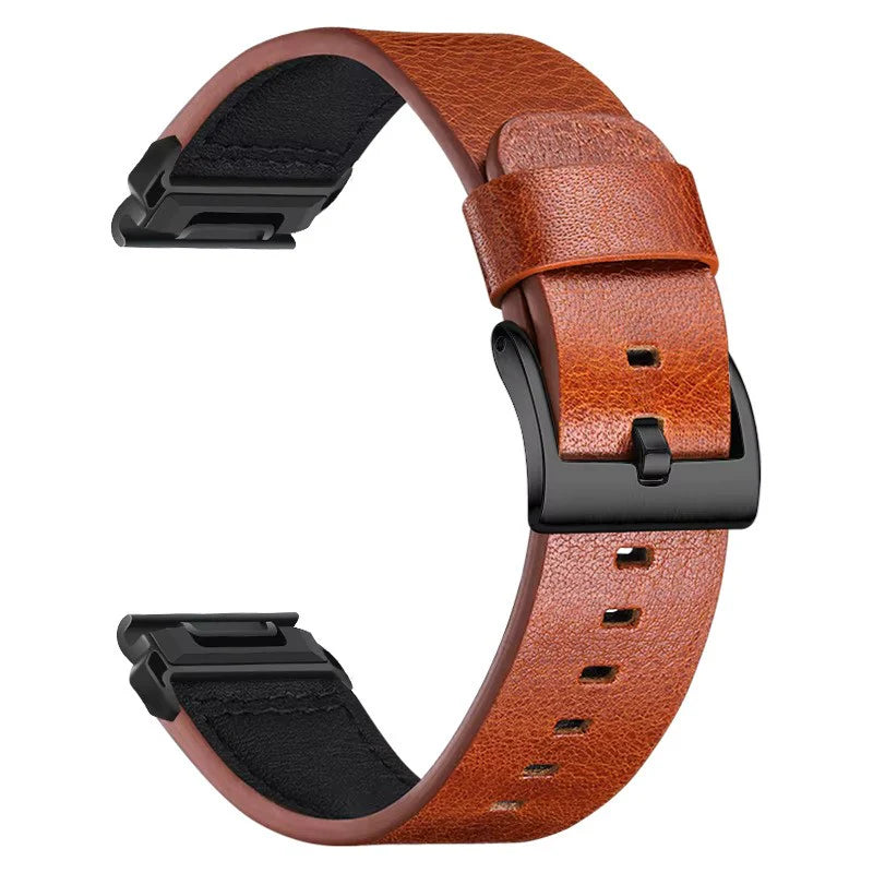 Sisu Hide XL Garmin Fenix nahkaranneke pikakiinnityksellä, konjakinruskea, 22 mm Sisu