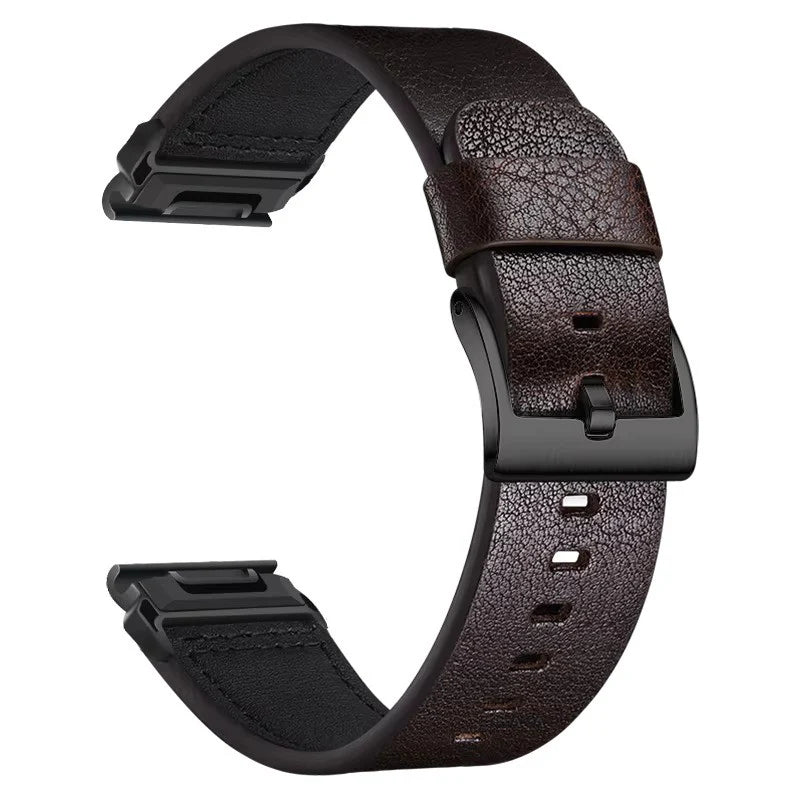 Sisu Hide XL Garmin Fenix nahkaranneke pikakiinnityksellä, tummanruskea tekstuuri, 22 mm Sisu
