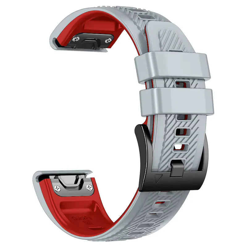 Sisu Rift Garmin Fenix silikoniranneke pikakiinnityksellä, vaaleanharmaa-punainen, 22 mm Sisu