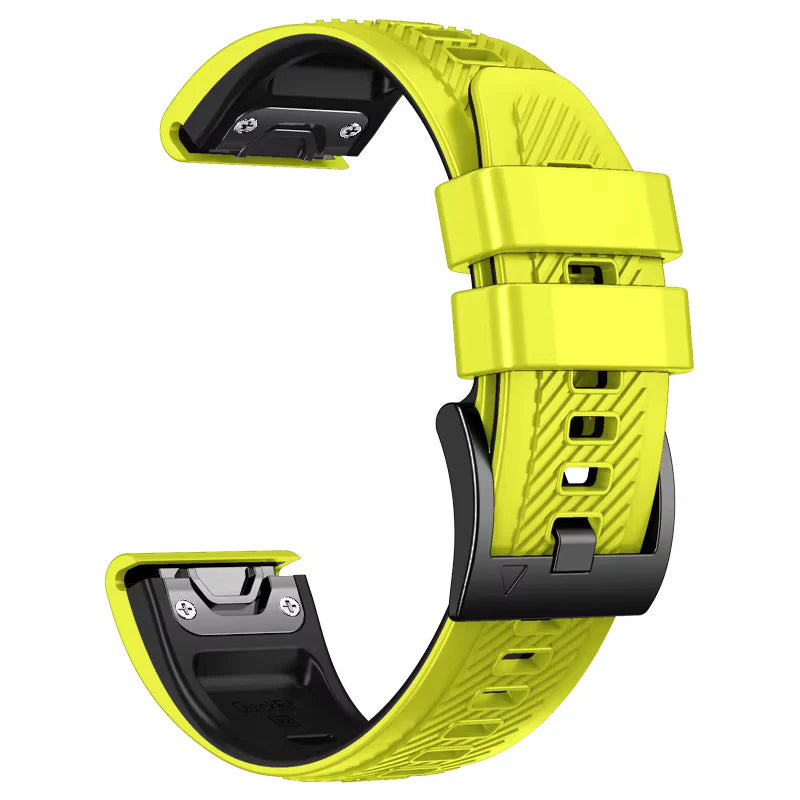 Sisu Rift Garmin Fenix silikoniranneke pikakiinnityksellä, lime-musta, 22 mm Sisu