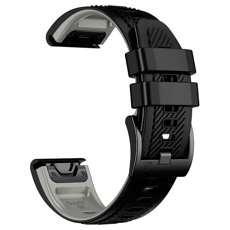 Sisu Rift Garmin Fenix silikoniranneke pikakiinnityksellä, musta-harmaa, 22 mm HM Koru