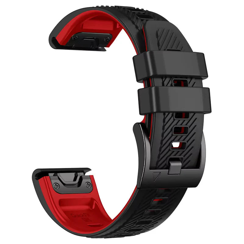 Sisu Rift Garmin Fenix silikoniranneke pikakiinnityksellä, musta-punainen, 26 mm HM Koru