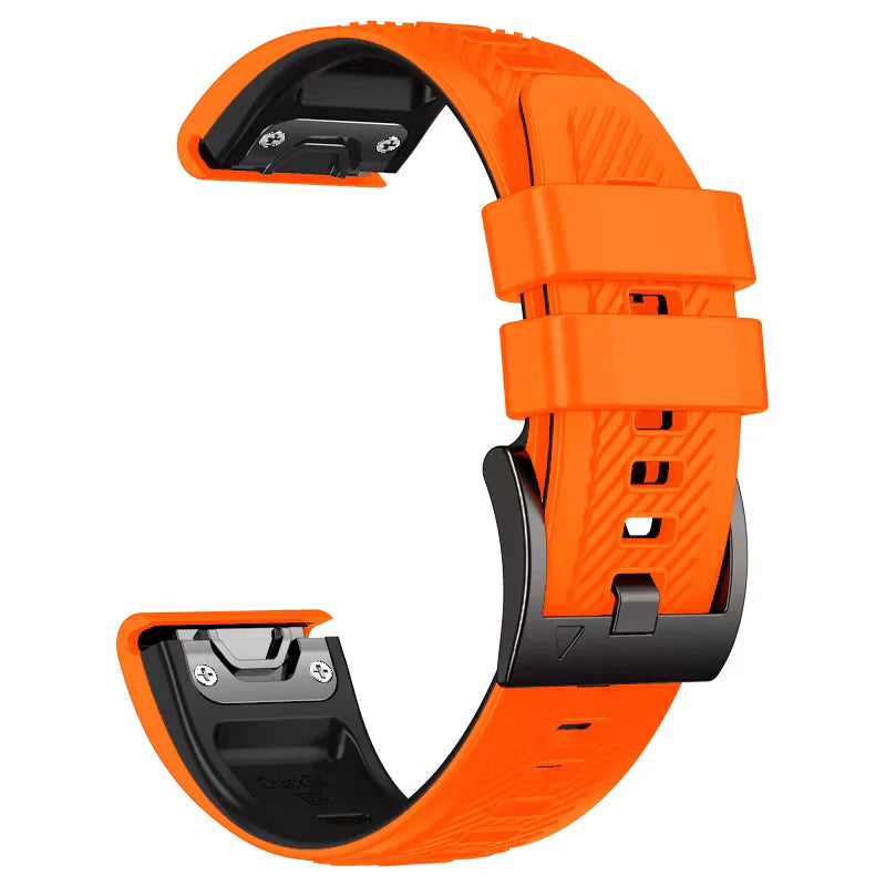 Sisu Rift Garmin Fenix silikoniranneke pikakiinnityksellä, oranssi-musta, 26 mm Sisu