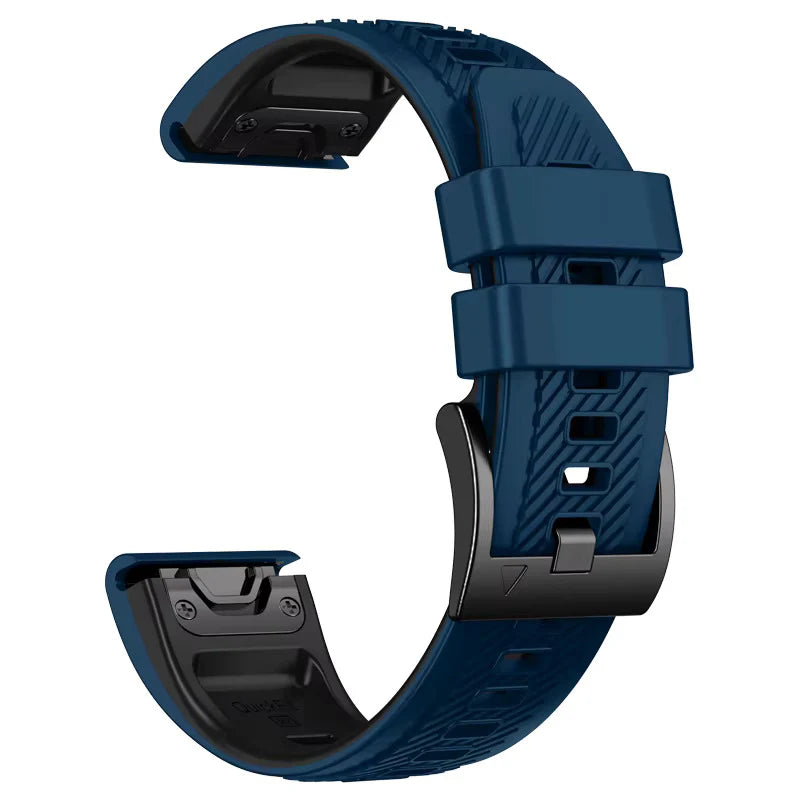 Sisu Rift Garmin Fenix silikoniranneke pikakiinnityksellä, tummansininen-musta, 26 mm Sisu