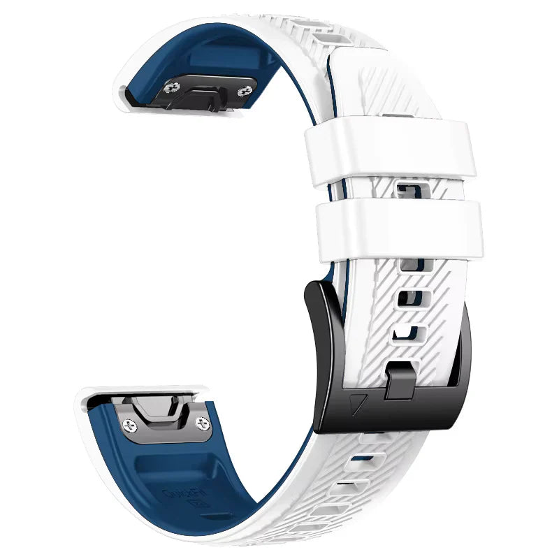 Sisu Rift Garmin Fenix silikoniranneke pikakiinnityksellä, valkoinen-sininen, 26 mm Sisu