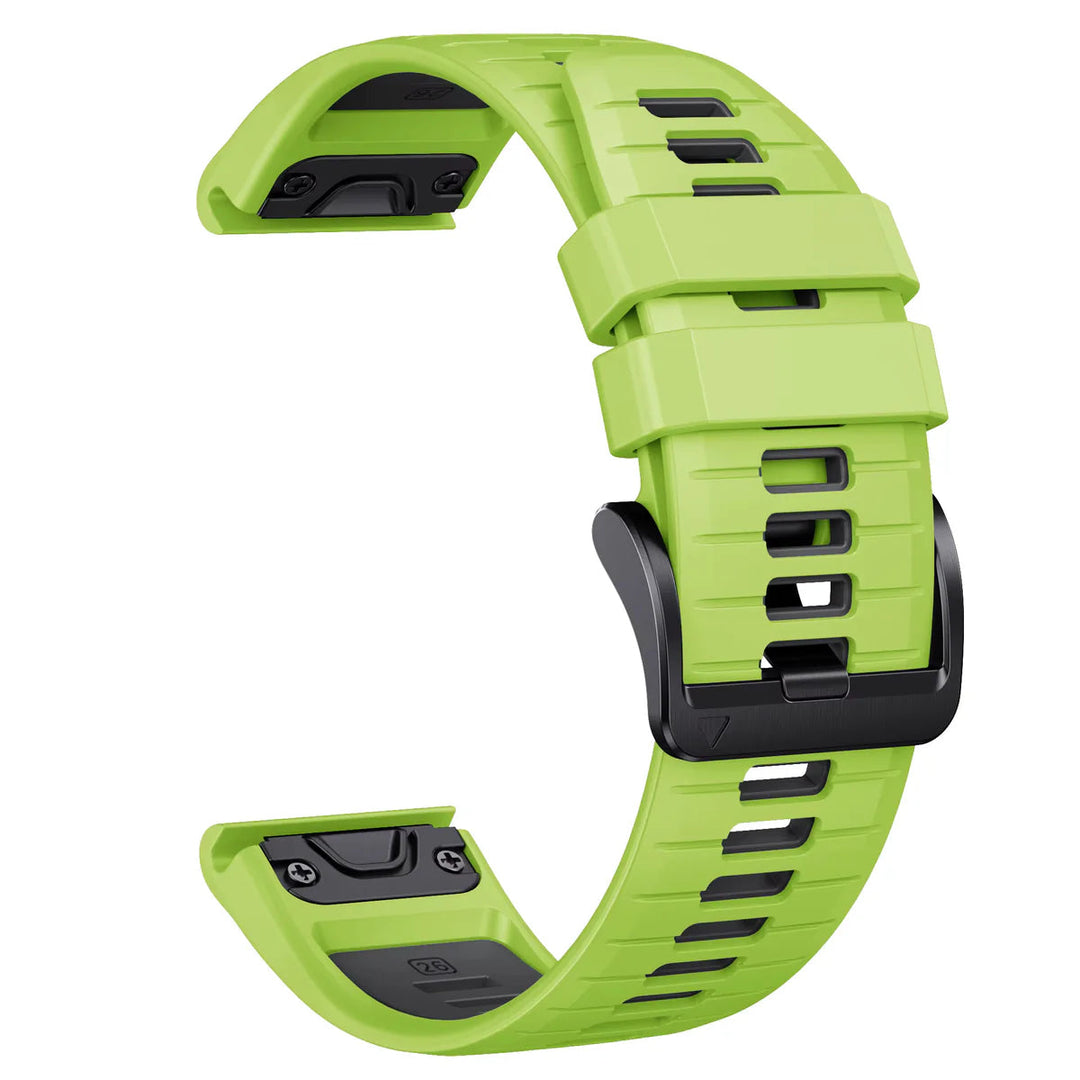Sisu Scala Garmin Fenix silikoniranneke pikakiinnityksellä, lime-musta, 22 mm Sisu