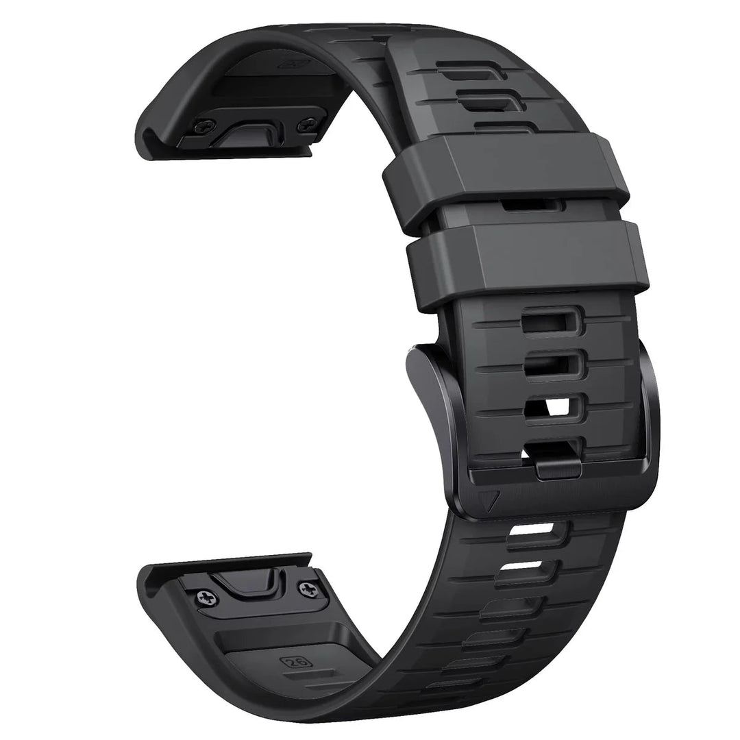 Sisu Scala Garmin Fenix silikoniranneke pikakiinnityksellä, musta-harmaa, 22 mm Sisu