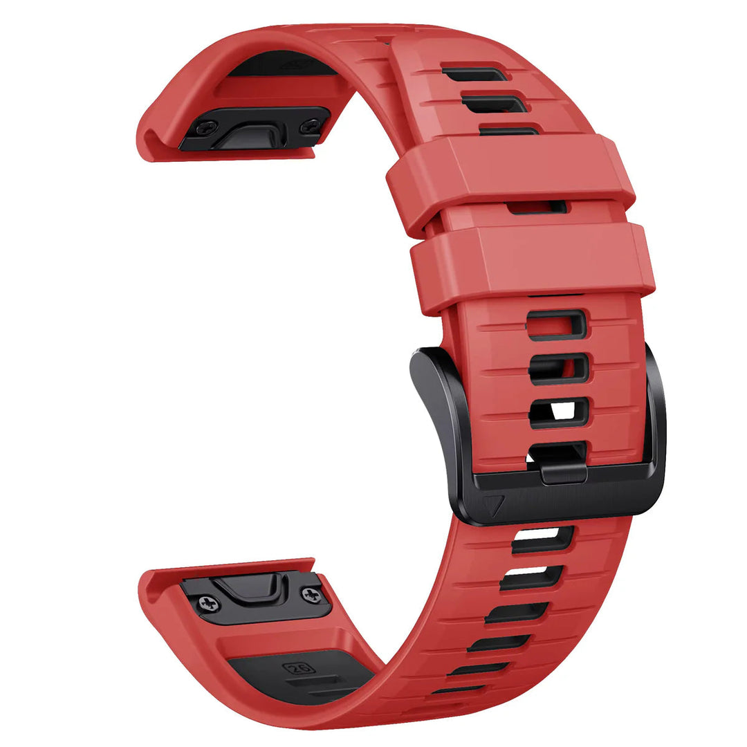 Sisu Scala Garmin Fenix silikoniranneke pikakiinnityksellä, punainen-musta, 22 mm Sisu