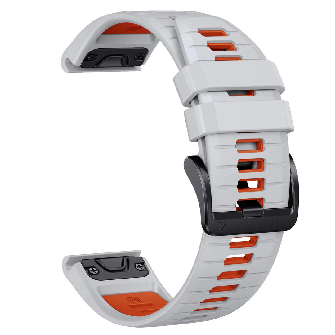 Sisu Scala Garmin Fenix silikoniranneke pikakiinnityksellä, vaaleanharmaa-oranssi, 22 mm Sisu