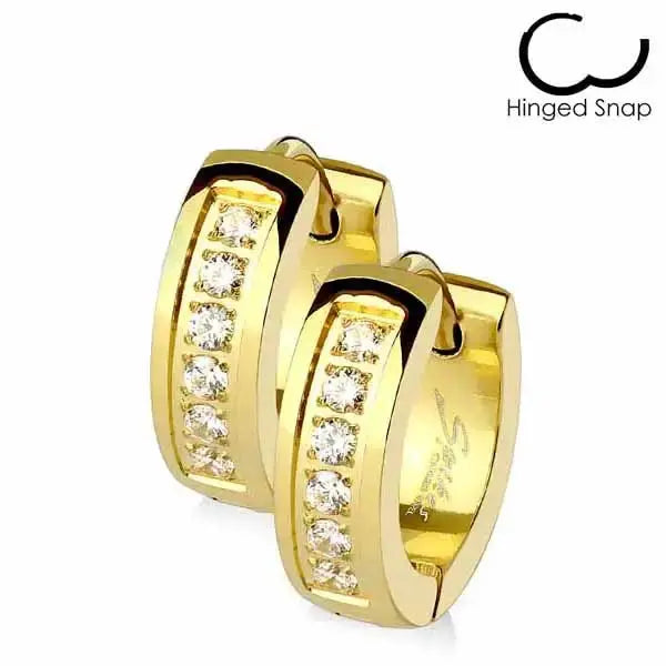 Teräskorvarenkaat zirkoniakivillä kullattu 4 x 13 mm Trendi Koru