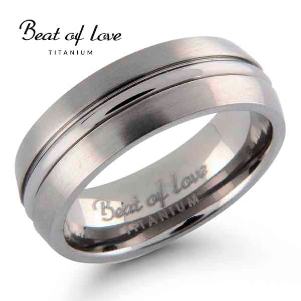 Beat of Love titaanisormus harjattu / kiiltävä 7 mm