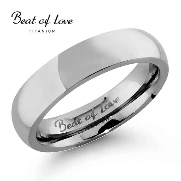 Beat of Love titaanisormus kiiltävä 5 mm
