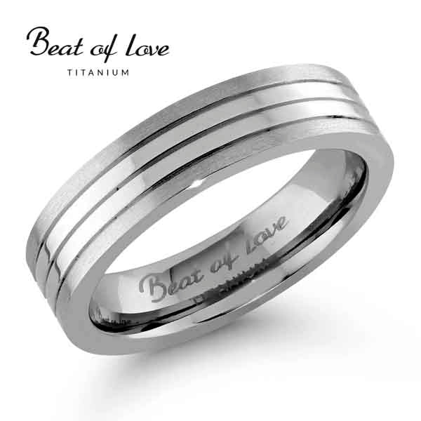 Beat of Love titaanisormus kiiltävä / harjattu 5 mm