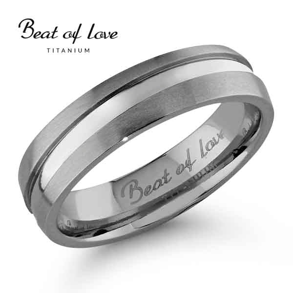 Beat of Love titaanisormus puolipyöreä harjattu / kiiltävä 5 mm