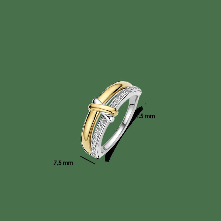 Ti Sento Milano kullattu hopeasormus 12442ZY – mitat