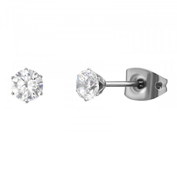 Titaanikorvakorut kirkas zirkonia 4 mm