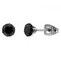 Titanium earrings black zirconia 5 mm