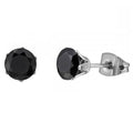 Titanium earrings black zirconia 6 mm