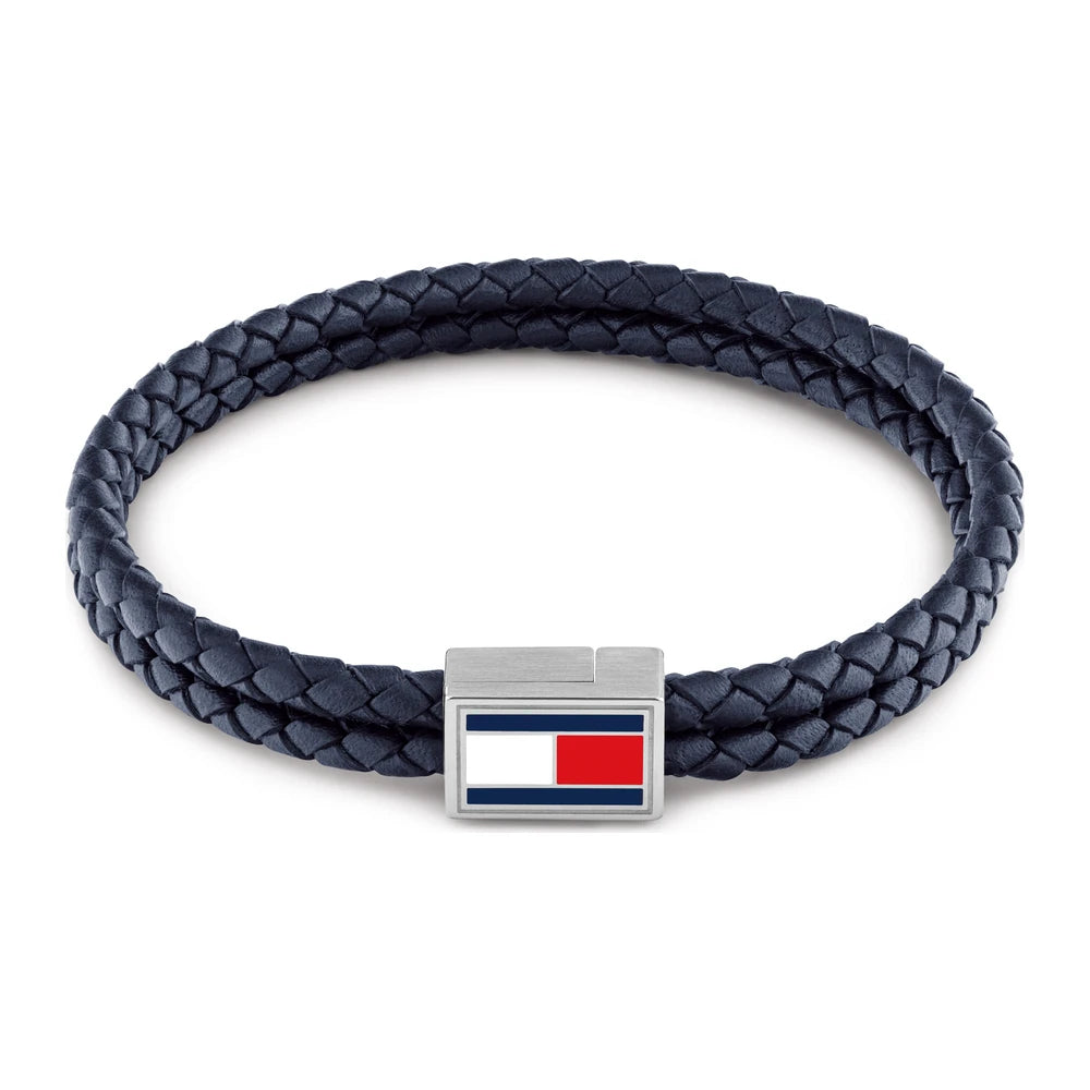 Tommy Hilfiger 3D Flag Leather miesten rannekoru sininen THJ2790753