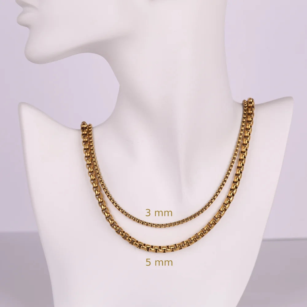 Trendi Koru pyöristetty venetsiaketju 3 mm ja 5 mm