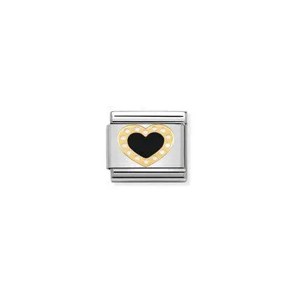 Nomination-pala Classic Gold Black Heart with Dots 030283/02 Nomination