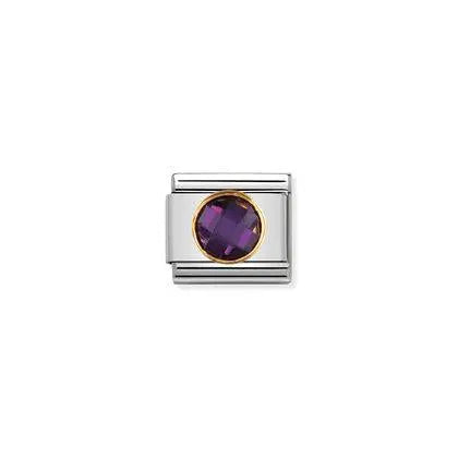 Nomination-pala Classic Gold Pyöreä Zirkonia Violetti 030605/001 Nomination