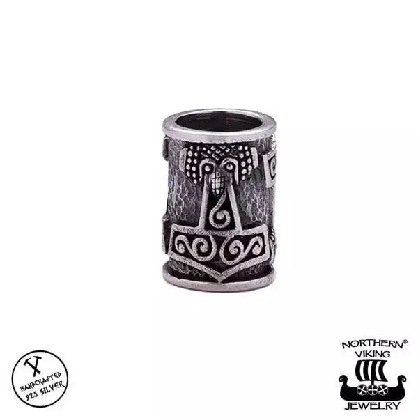 Northern Viking Jewelry Silver Raven Thor's Hammer Northern Viking Jewelry